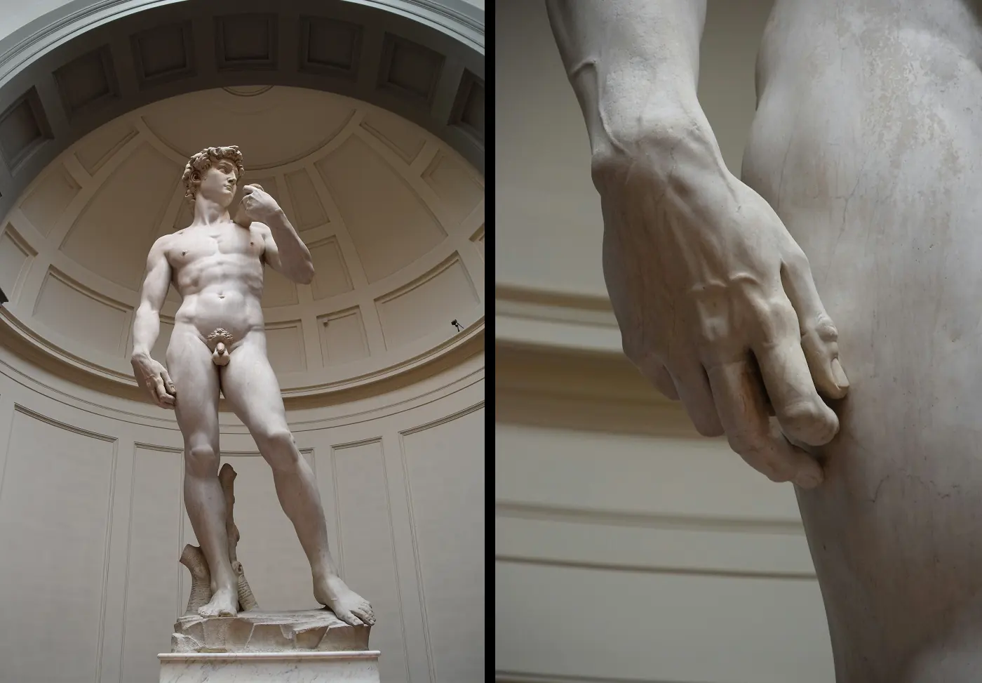 Michelangelo’s David, with a detail of the right hand