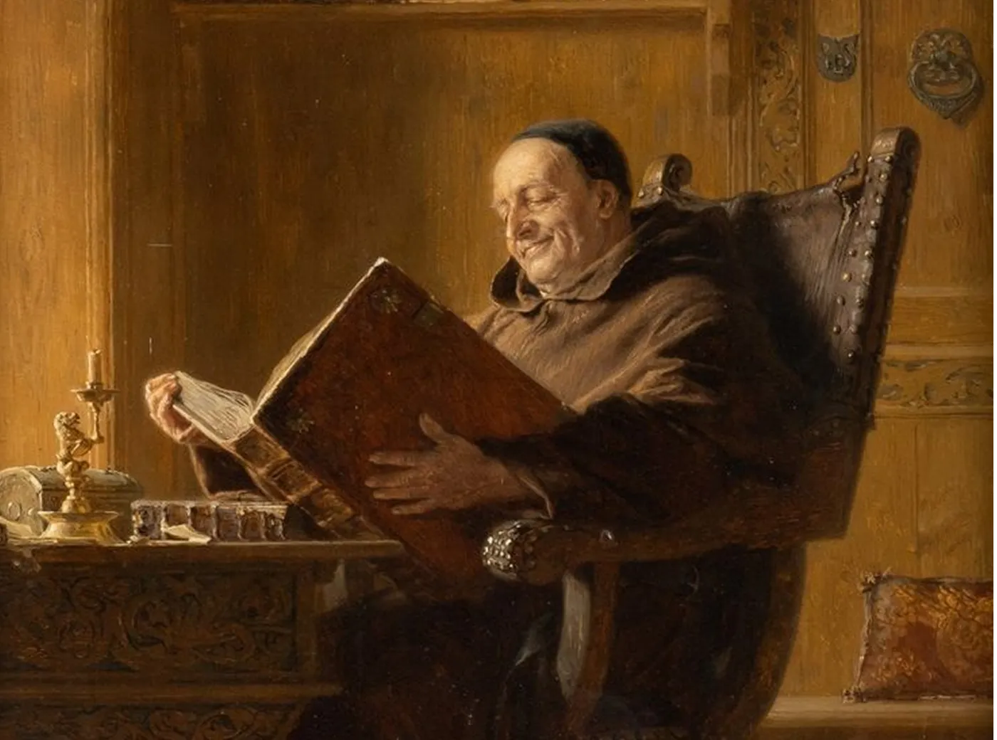 Studying Monk (1890) by Eduard von Grützner, in a private collection.