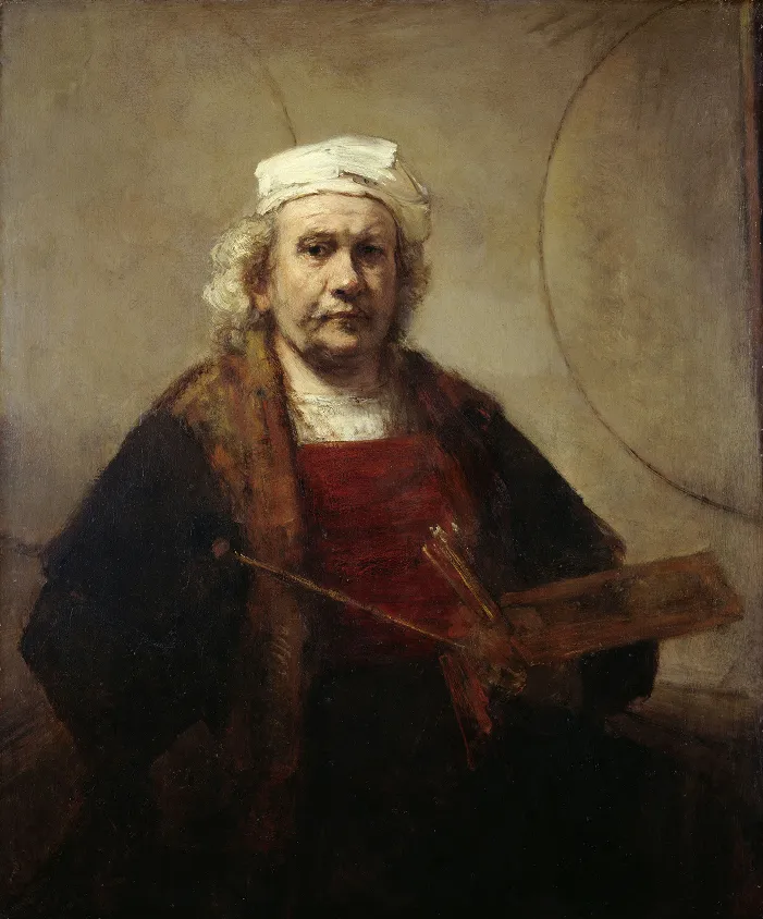 "Self-Portrait with Two Circles" (c. 1665–1669) by Rembrandt