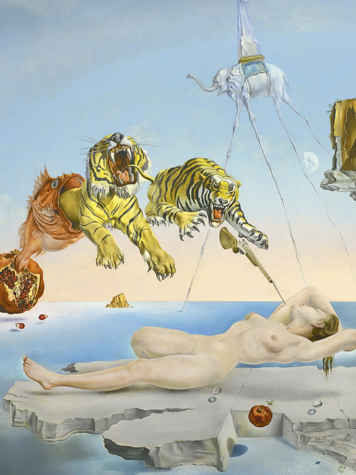 Dream Caused by the Flight of a Bee around a Pomegranate a Second before Waking (1944) by Salvador Dalí