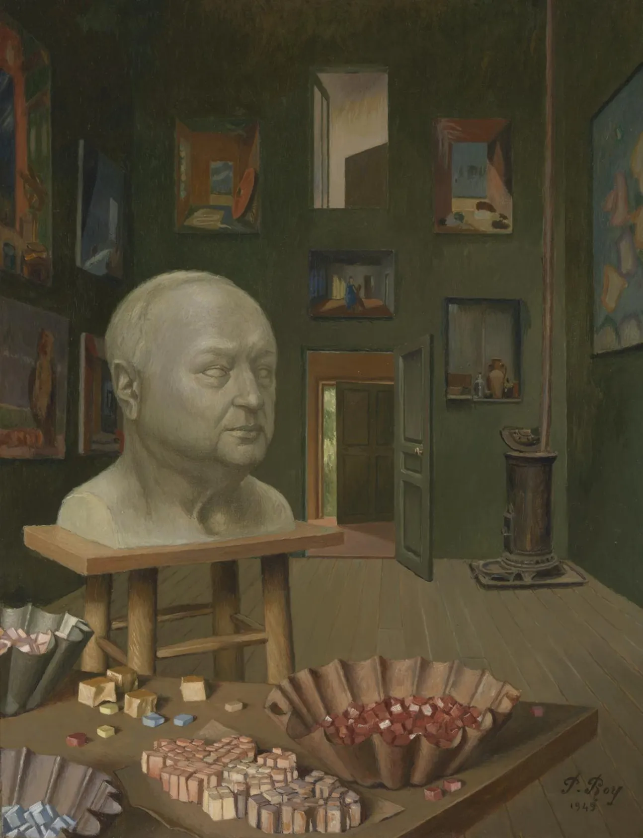 Boris Anrep in his Studio, 65 Boulevard Arago (1949) by Pierre Roy